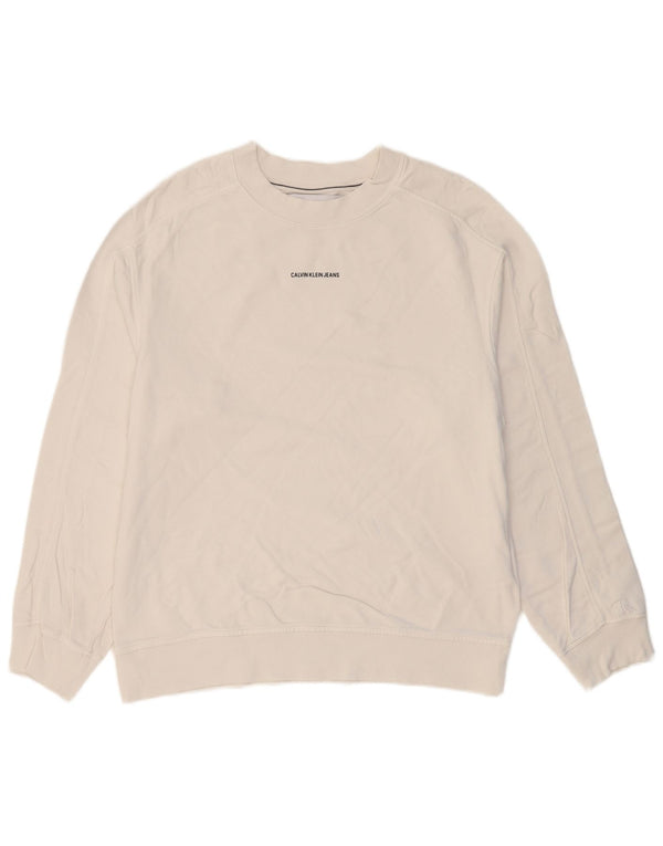 CALVIN KLEIN JEANS moletom masculino jumper médio algodão branco