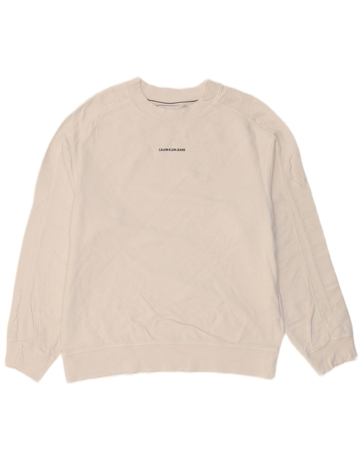 CALVIN KLEIN JEANS moletom masculino jumper médio algodão branco