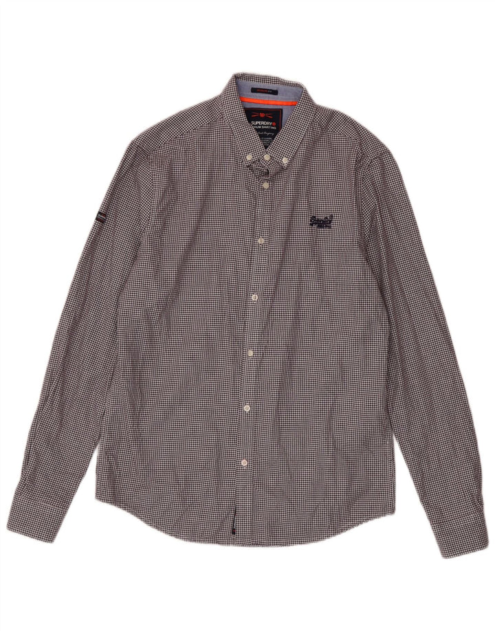 Camisa masculina Superdry média Borgonha Houndstooth algodão