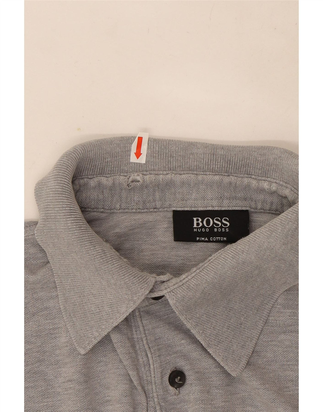 Camisa polo masculina Hugo Boss algodão manchado cinza médio