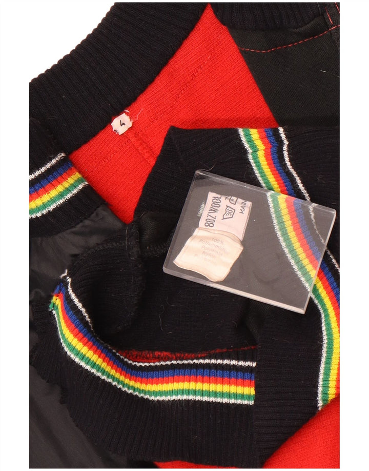 Jaqueta bomber feminina vintage UK 14 grande lã colorblock preta