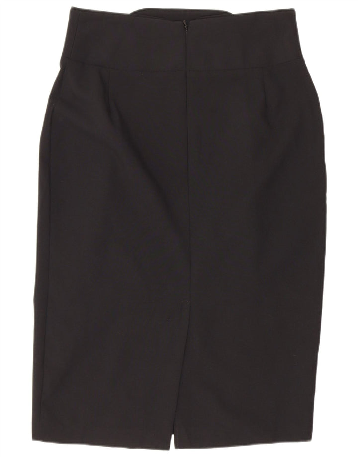 Saia lápis feminina Marks & Spencer Reino Unido 10 pequena W26 poliéster preto