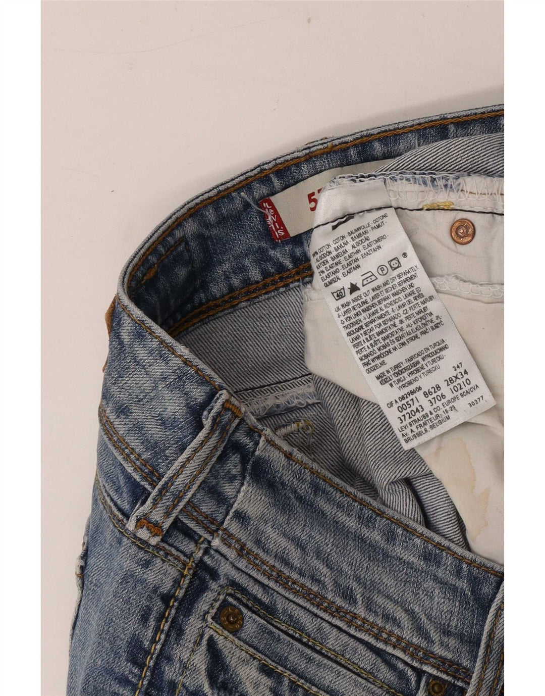 Calça jeans feminina Levi's 571 Slim W28 L34 azul algodão