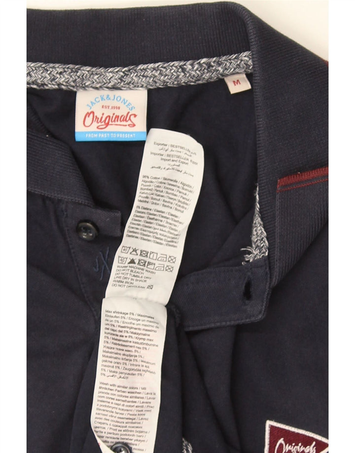 Camisa polo masculina JACK & JONES de algodão azul marinho médio