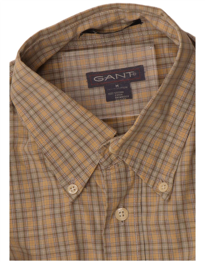 Camisa masculina Gant de algodão xadrez bege médio