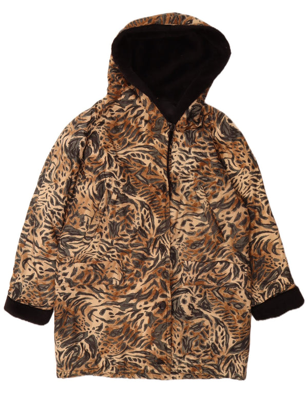 Jaqueta parka feminina FUCHS & SCHMITT com capuz Reino Unido 18 XL marrom estampa animal