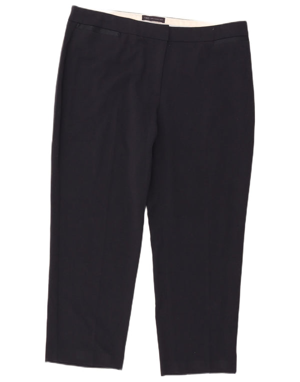 Calça feminina cortada reta Marks & Spencer UK 18 XL W38 L25 azul marinho