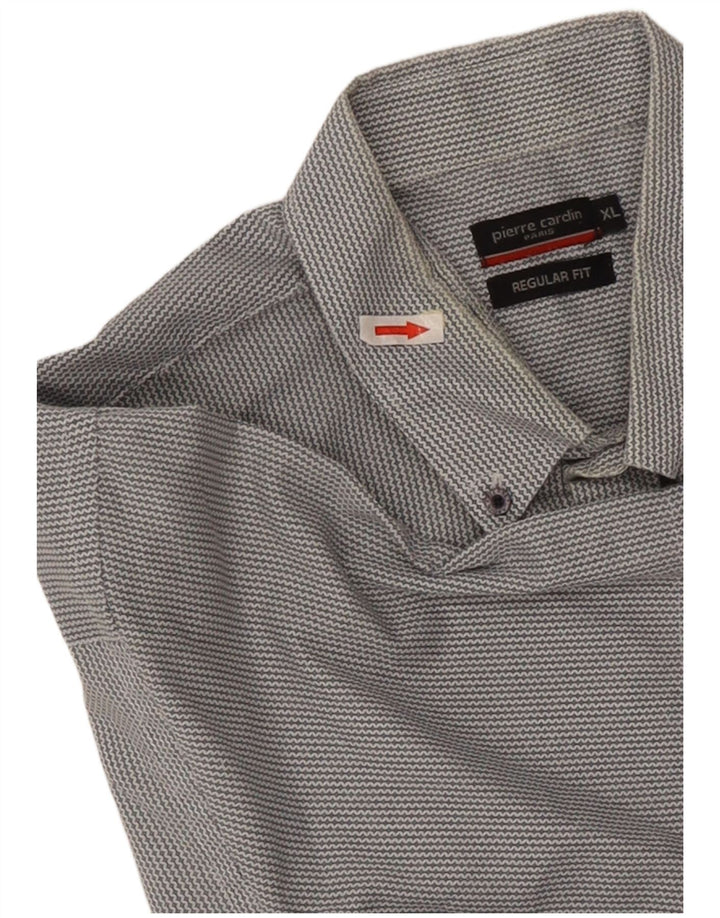 Camisa masculina Pierre Cardin de manga curta regular fit XL cinza Chevron poliéster