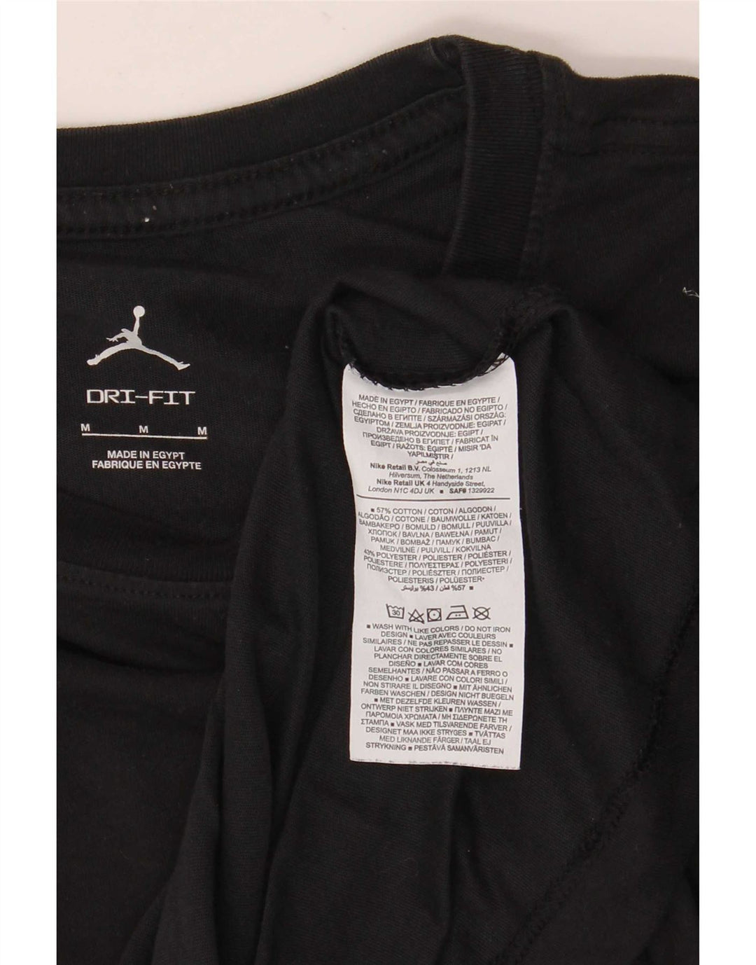Jordan Mens Dri Fit Camiseta Top Médio Algodão Preto