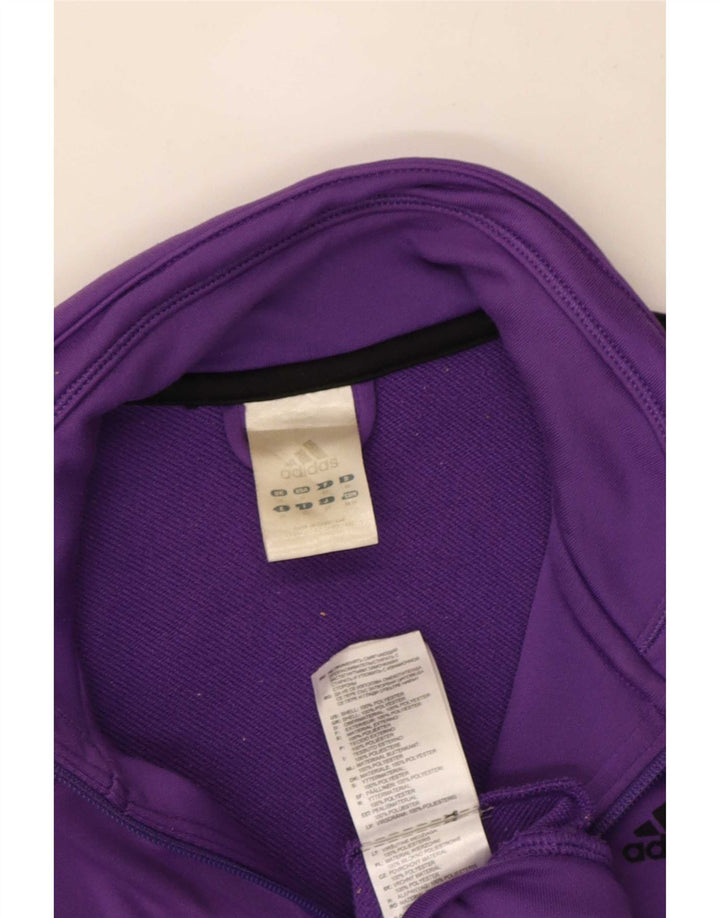 Adidas Womens Tracksuit Top Jacket UK 14 Médio Roxo Poliéster