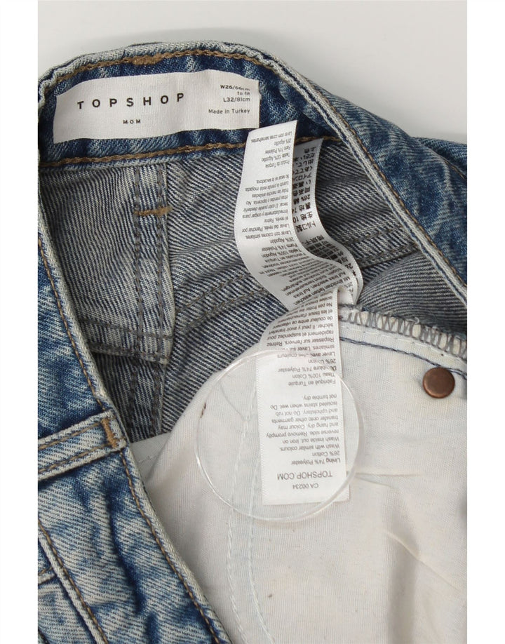Calça jeans feminina Topshop Mom Tapered W26 L32 azul poliéster