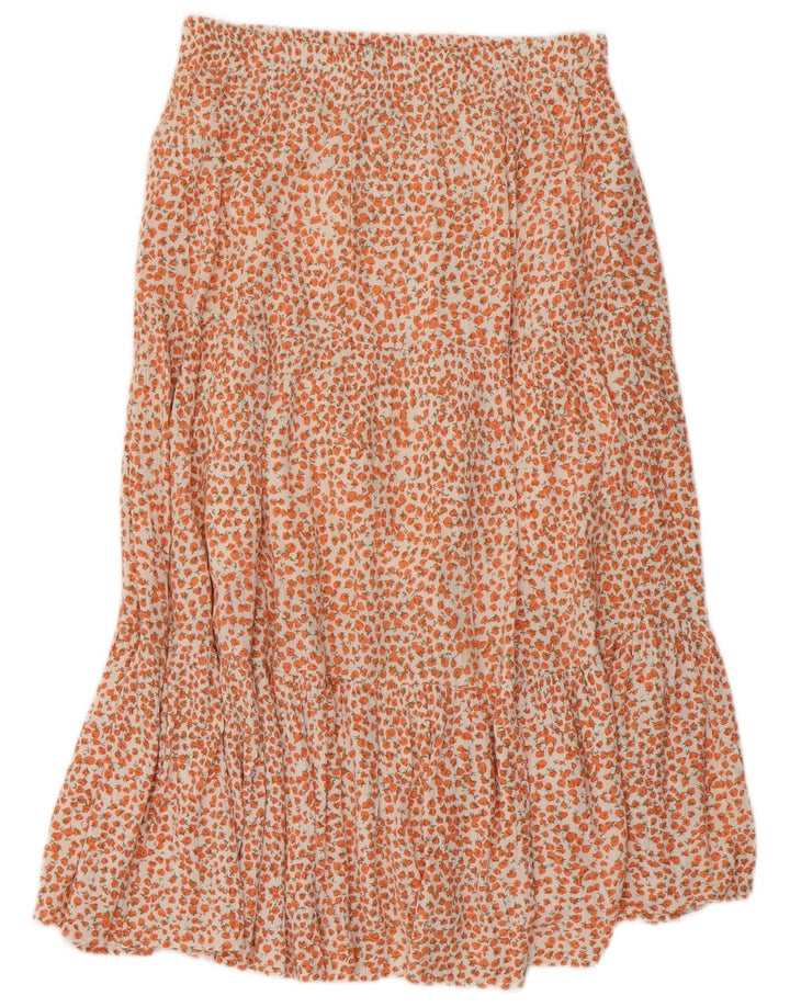 FRENCH CONNECTION Saia feminina evasê US 8 médio W30 laranja floral
