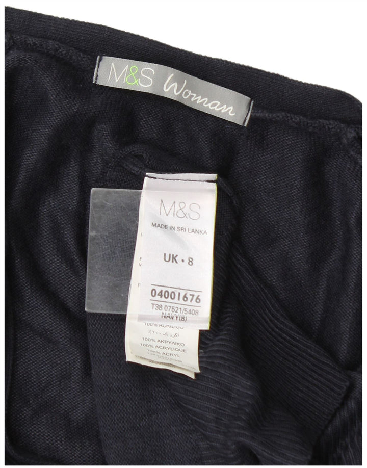 Suéter cardigã feminino Marks & Spencer Reino Unido 8 pequeno azul marinho acrílico