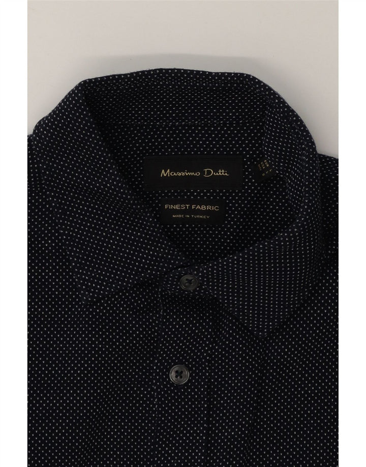 MASSIMO DUTTI Mens Shirt Large Navy Blue Spotted Cotton Vintage Massimo Dutti and Second-Hand Massimo Dutti from Messina Hembry 