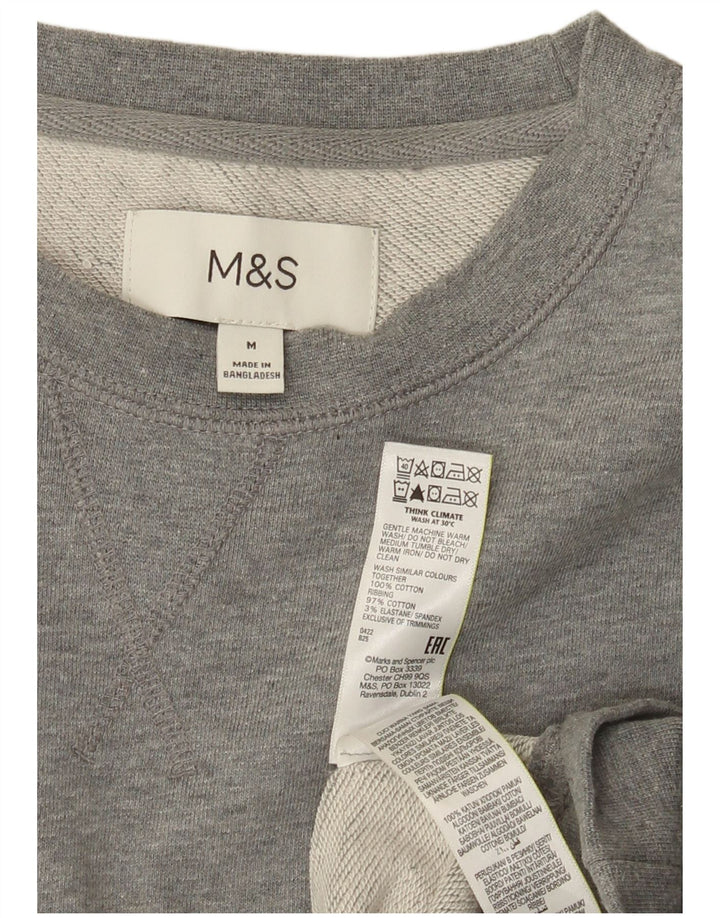 Suéter masculino Marks & Spencer de algodão manchado cinza médio