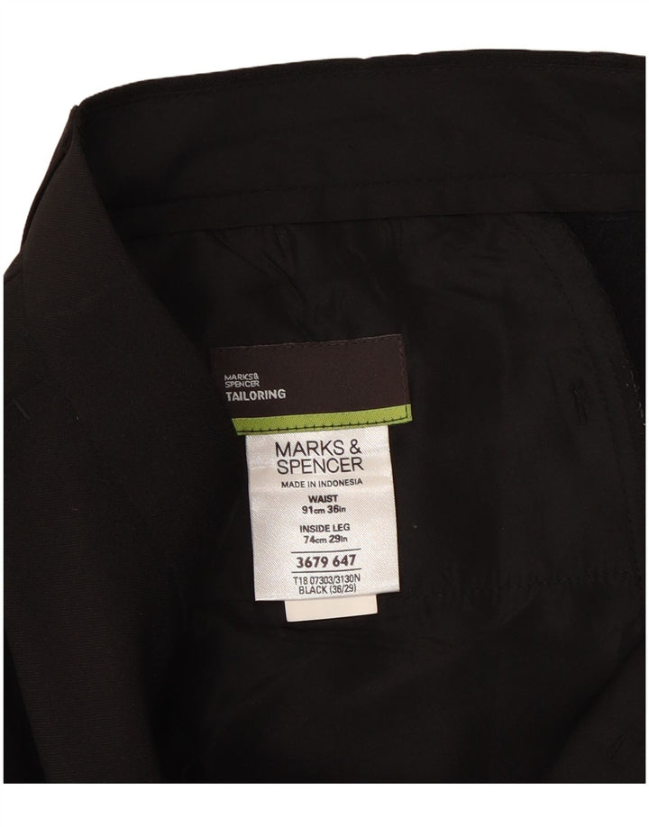 Calça chino reta masculina Marks & Spencer W36 L29 poliéster preto