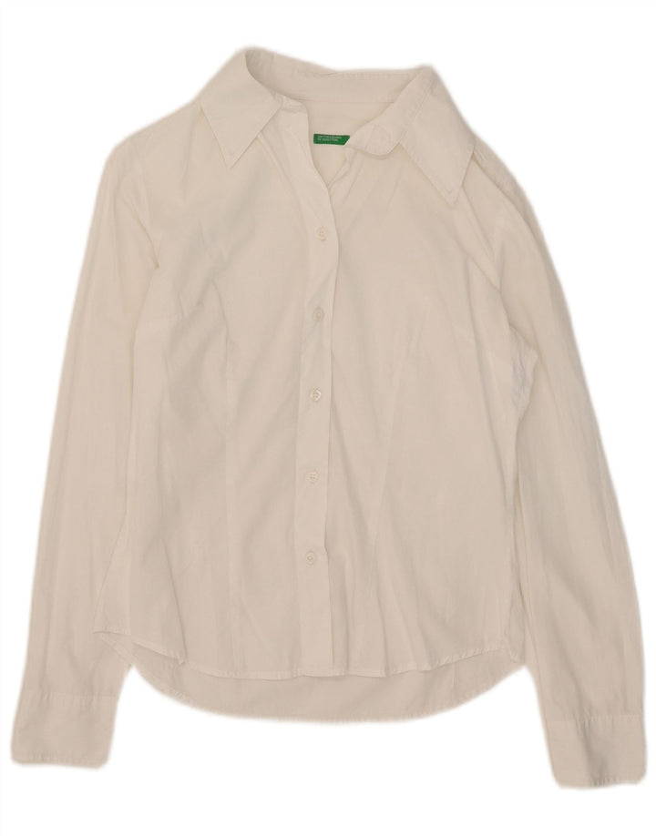 Camisa Benetton Mulher UK 12 Médio Branco