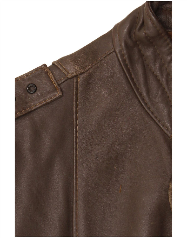 Jaqueta de couro militar masculina vintage IT 52 XL marrom