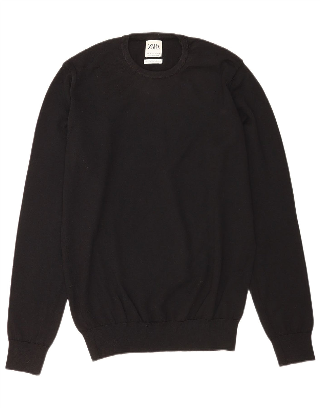 Suéter masculino Zara com gola redonda e lã preta pequena