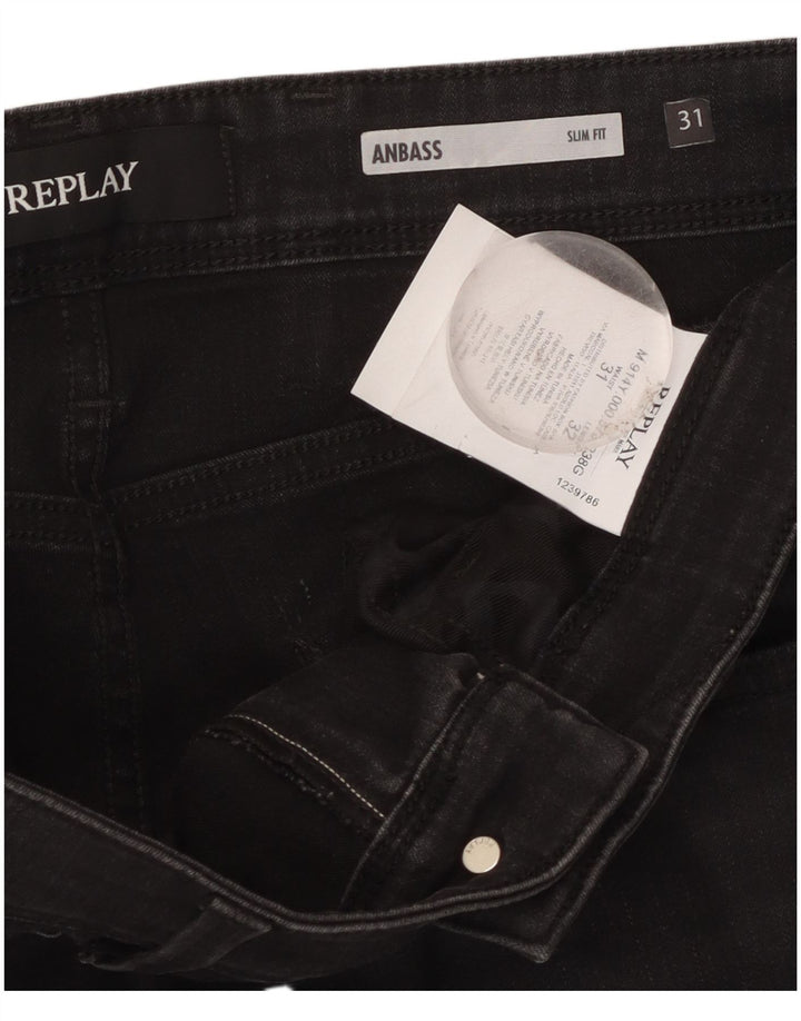 Replay Jeans Feminino Anbass Slim W31 L32 Algodão Preto
