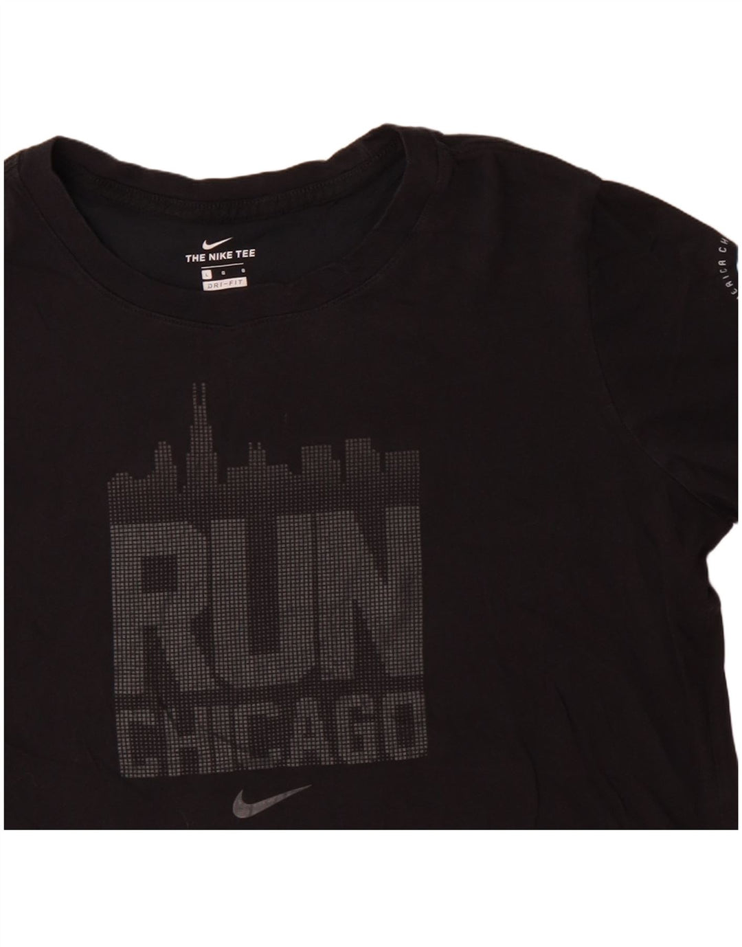 Camiseta feminina NIKE Dri Fit Graphic UK 16 grande algodão preto