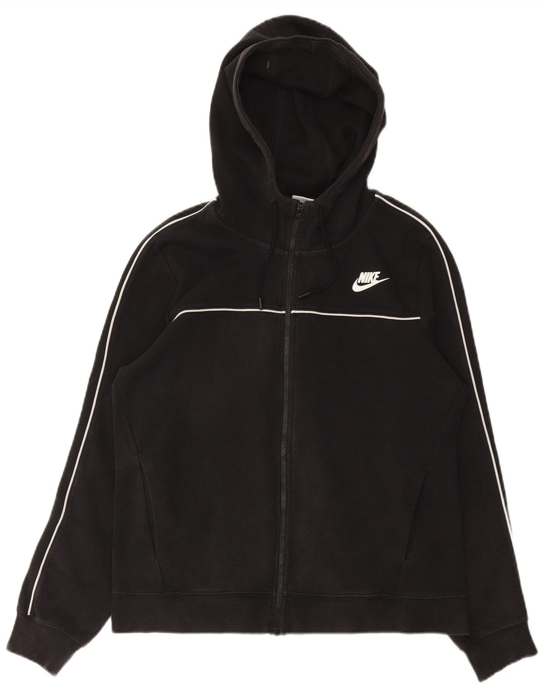 Suéter feminino Nike com capuz e zíper UK 14 médio preto algodão