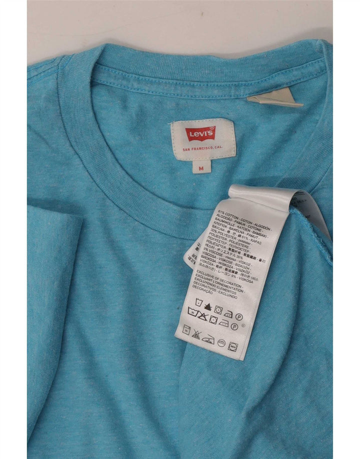 Camiseta masculina Levi's Top de algodão manchado azul médio