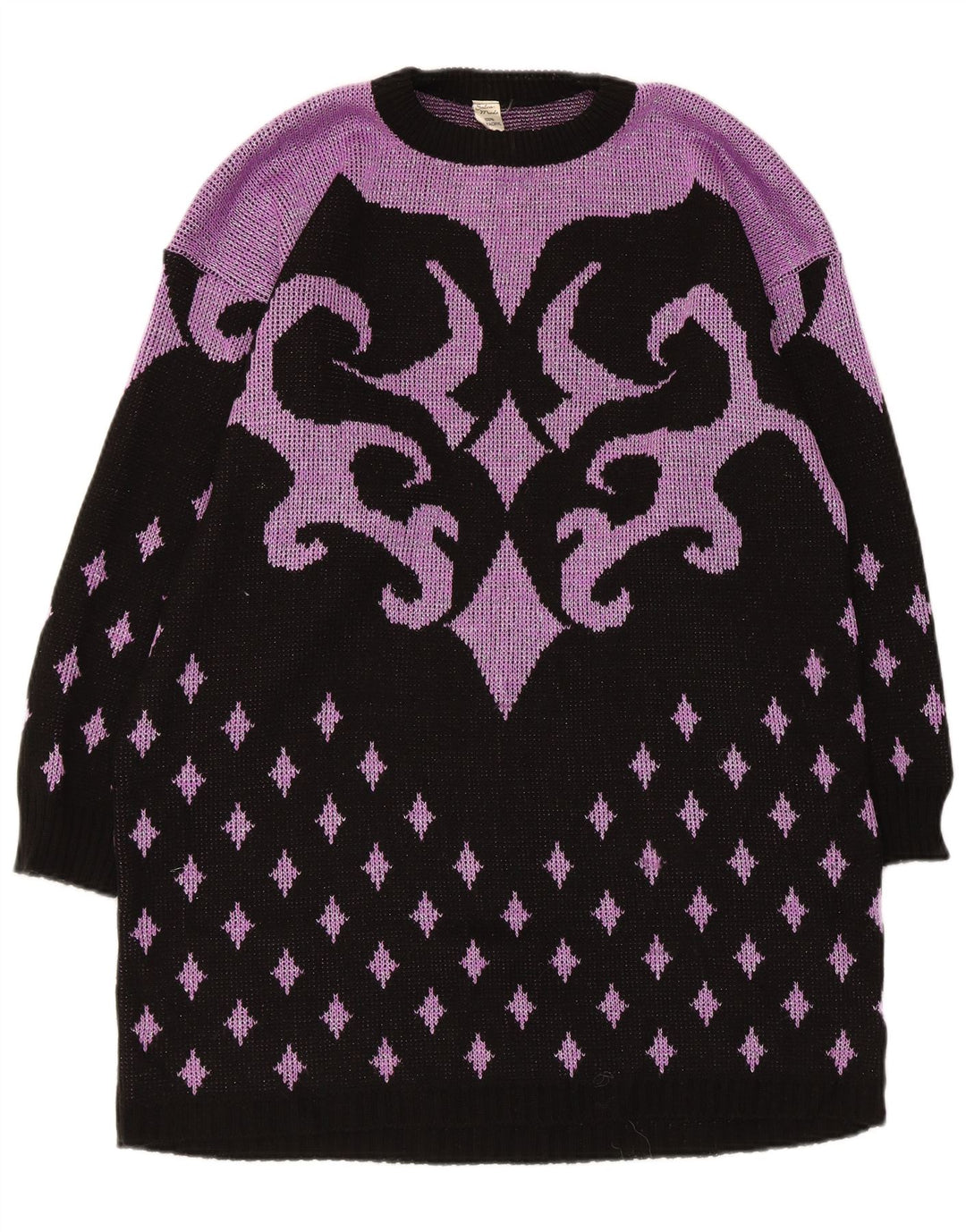 Vestido feminino vintage com padrão abstrato Reino Unido 14 roxo médio