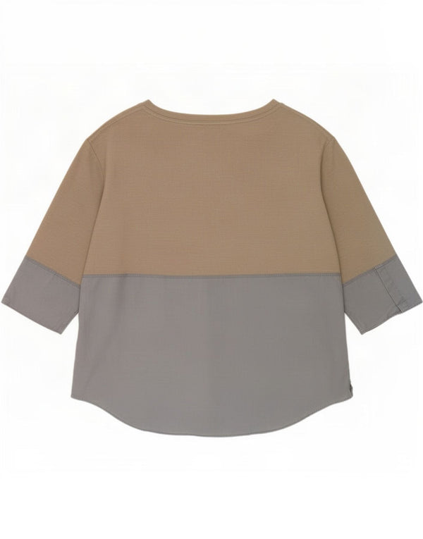 Cos Top feminino manga 3/4 UK 16 grande cinza colorblock poliéster