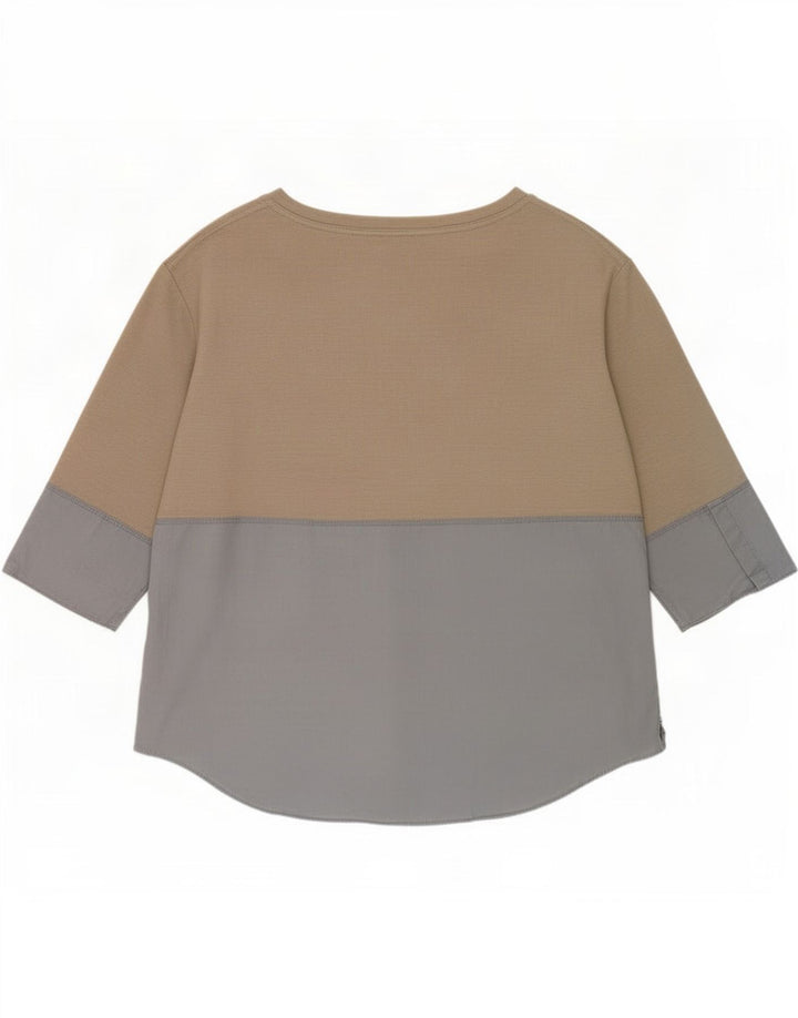 Cos Top feminino manga 3/4 UK 16 grande cinza colorblock poliéster
