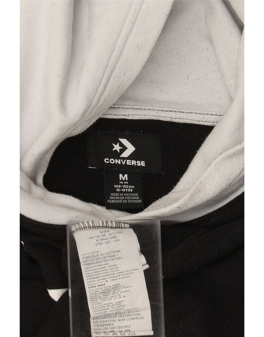 Suéter com capuz gráfico Converse Boys 10-11 anos médio preto colorblock