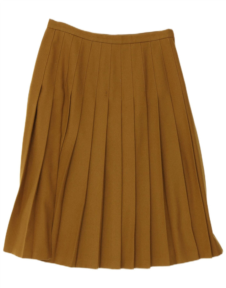 Saia plissada faca feminina vintage UE 40 médio W30 lã cáqui