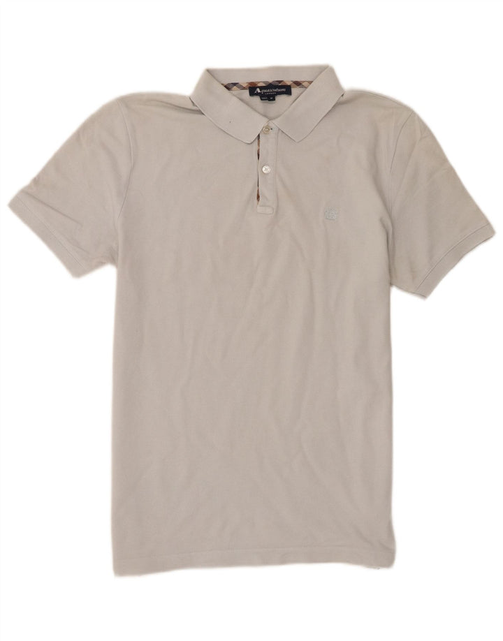 Camisa polo masculina Aquascutum algodão cinza médio