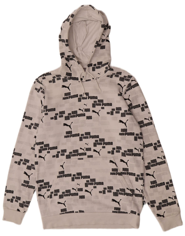 Puma masculino gráfico moletom com capuz pequeno algodão branco