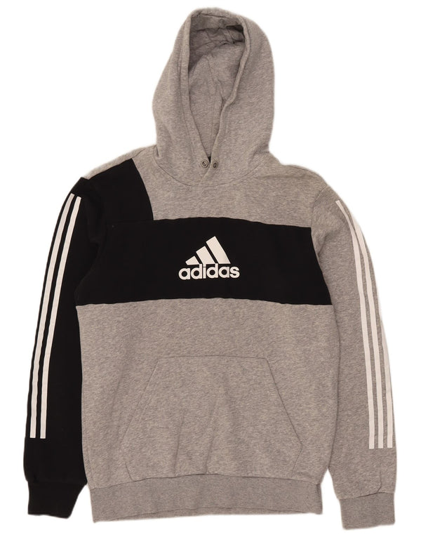 Adidas Mens Graphic Hoodie Jumper Médio Cinza Colourblock Algodão