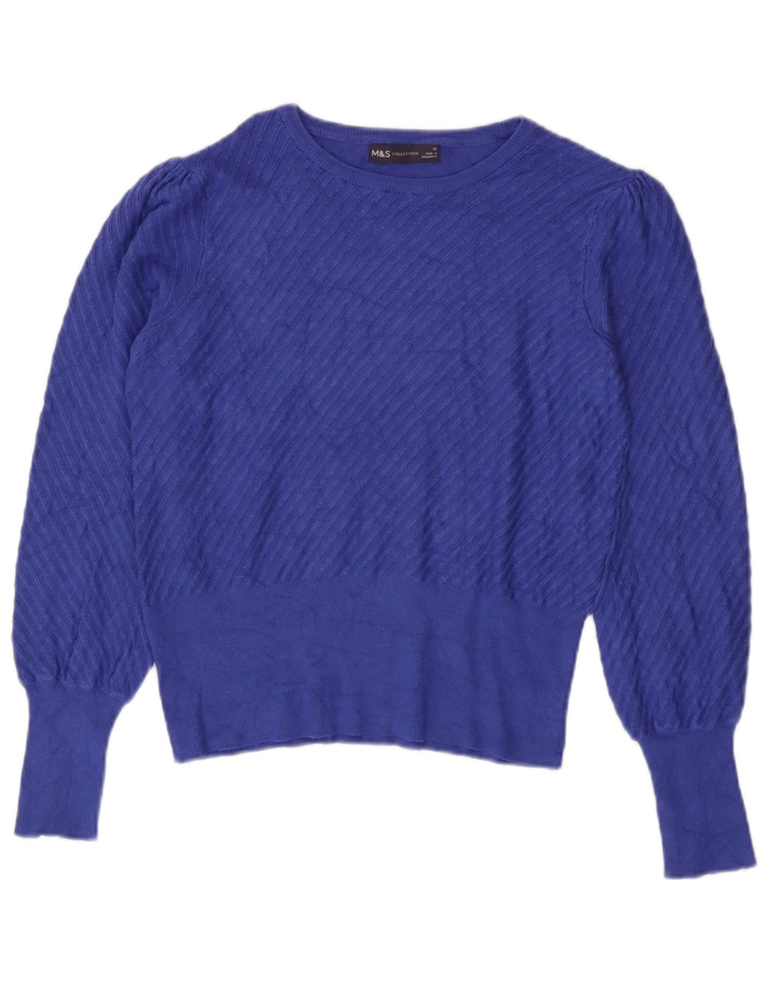 Suéter feminino Marks & Spencer com gola canoa Reino Unido 12 azul médio