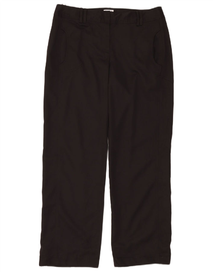 Calça chino feminina IZOD reta US 10 grande W32 L30 poliéster preto
