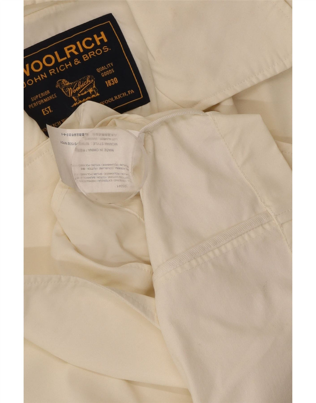 Casaco curto feminino WOOLRICH UK 6 XS algodão branco