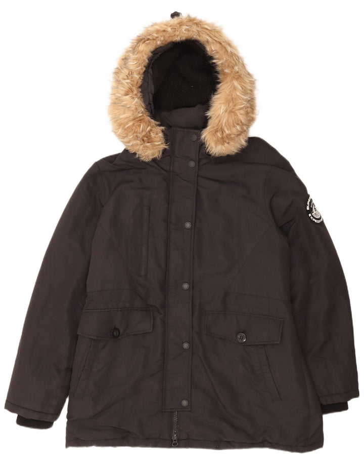 Jaqueta Parka Superdry Feminina com Capuz Oversized Reino Unido 16 Grande Nylon Preto