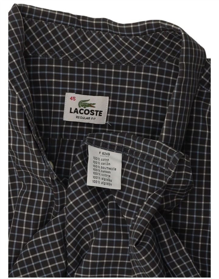 Camisa masculina Lacoste Regular Fit tamanho 45 XL cinza xadrez algodão
