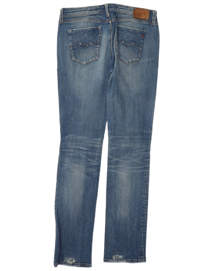 Replay Calça jeans feminina desgastada slim W30 L34 azul algodão