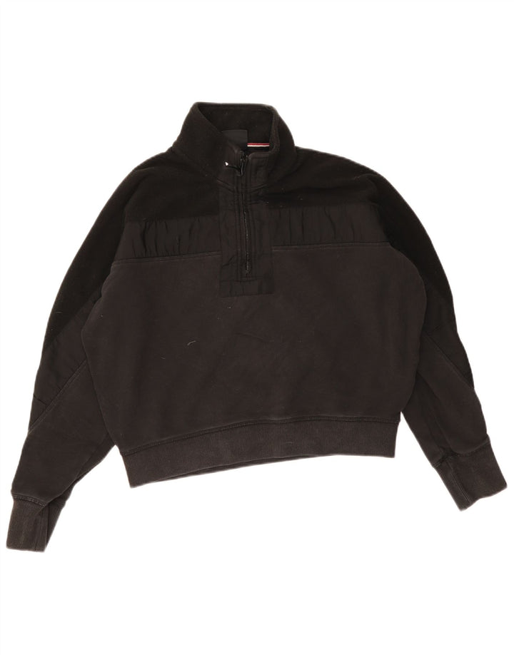 Superdry feminino oversized crop moletom jumper UK 12 médio preto
