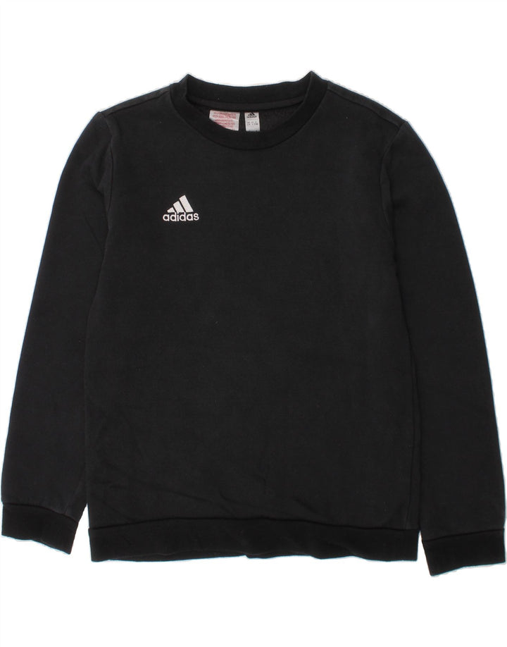 ADIDAS Boys Sweatshirt Jumper 9-10 Years Black Cotton Vintage Adidas and Second-Hand Adidas from Messina Hembry 