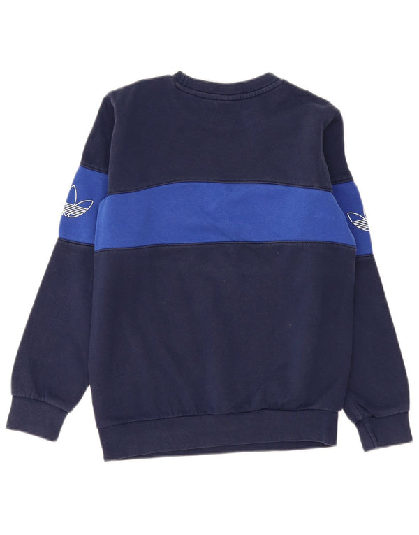 Adidas meninos moletom gráfico jumper 11-12 anos azul marinho colorblock