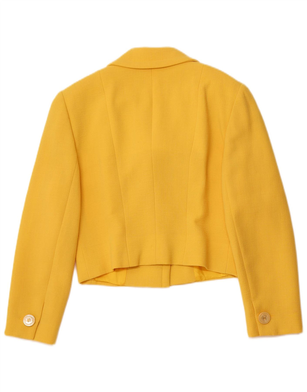 Conjunto de saia feminina VINTAGE com 4 botões e 2 peças IT 44 médio W26 lã amarela