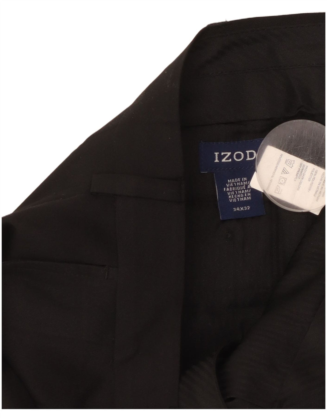 Calça chino reta masculina Izod W34 L32 poliéster preto