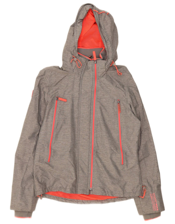 Jaqueta de chuva feminina Superdry com capuz Reino Unido 14 grande cinza nylon