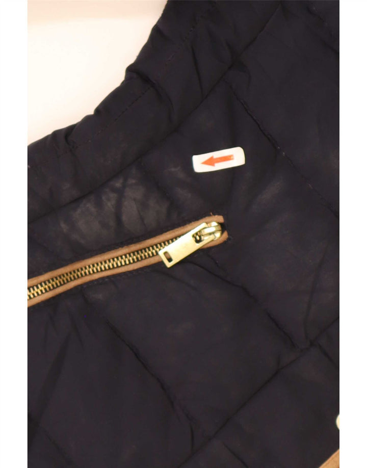 Jaqueta acolchoada com capuz feminino Zara UK 10 poliéster azul marinho pequeno