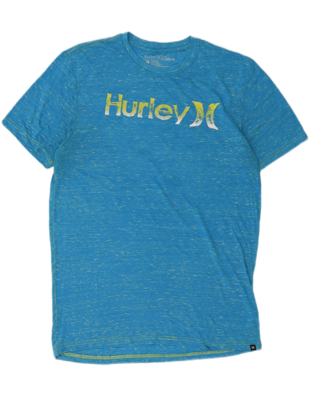 Camiseta masculina Hurley com estampa gráfica grande de algodão manchado azul