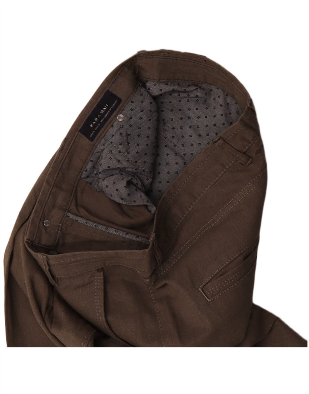 Zara Mens Slim Chino Calças EU 38 Pequeno W30 L31 Marrom